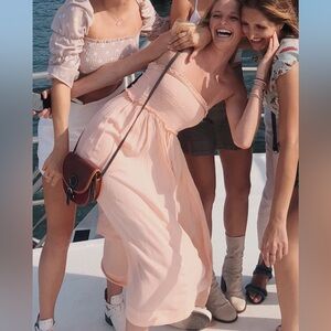 Free People Once Upon a Rainbow flowy jumpsuit Color Peach Size Small